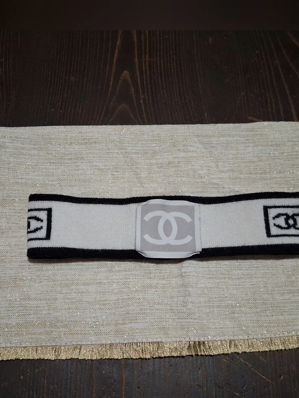 Chanel Black and White Branded Accent Band